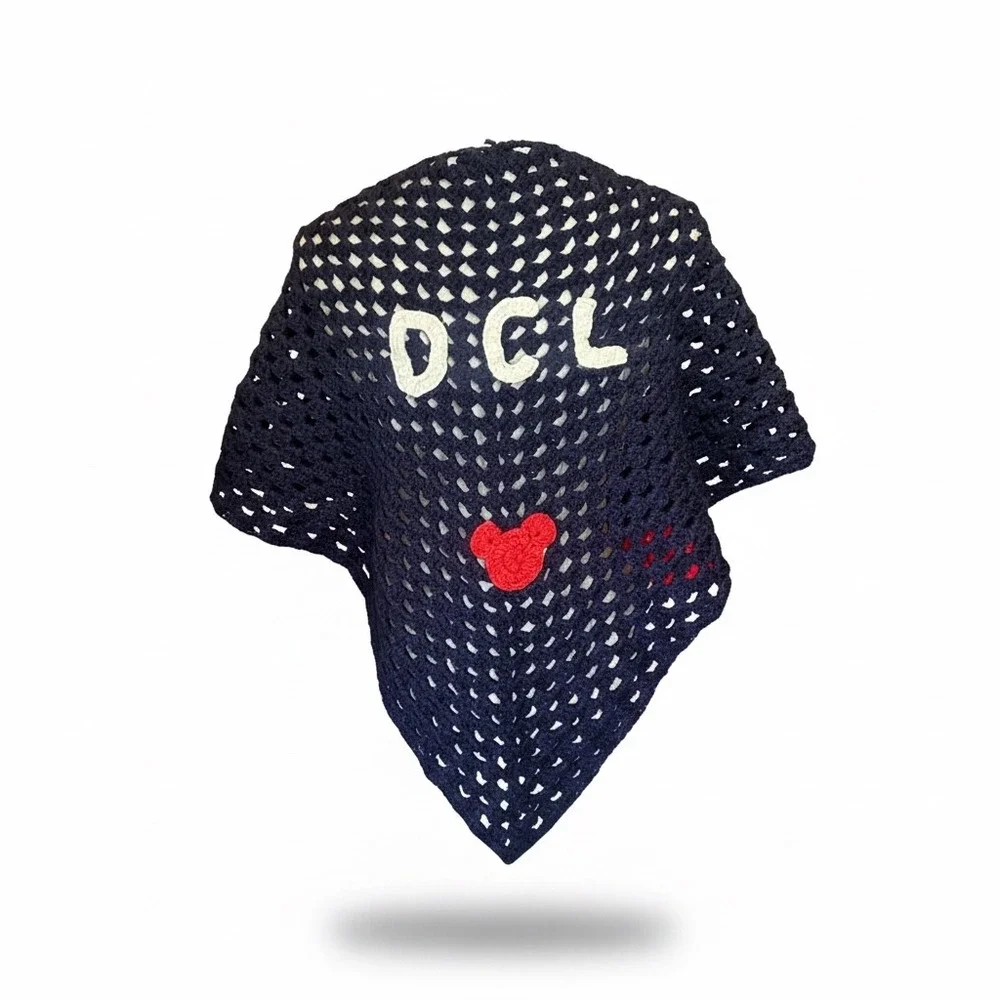 Handmade Disney Cruise Line DCL‎ Navy Crochet Shawl Mouse Applique NEW Reg Sz